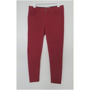 Democracy "Ab" Technology Red Ankle Jeans No-Gap Mid-Rise Sz 6 Parisian Chic